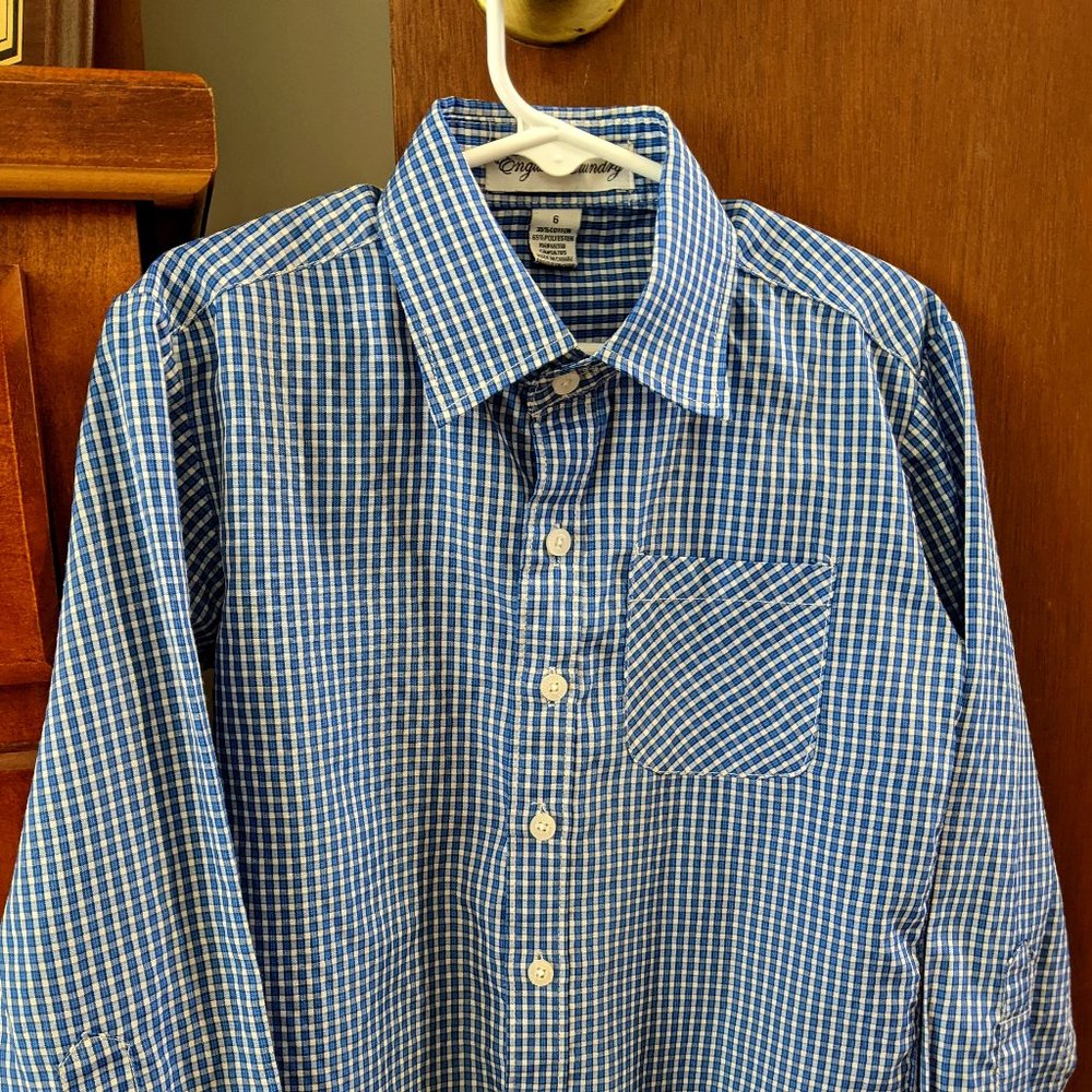 English Laundry Blue Checked Boys' Button-down Shirt Size 6